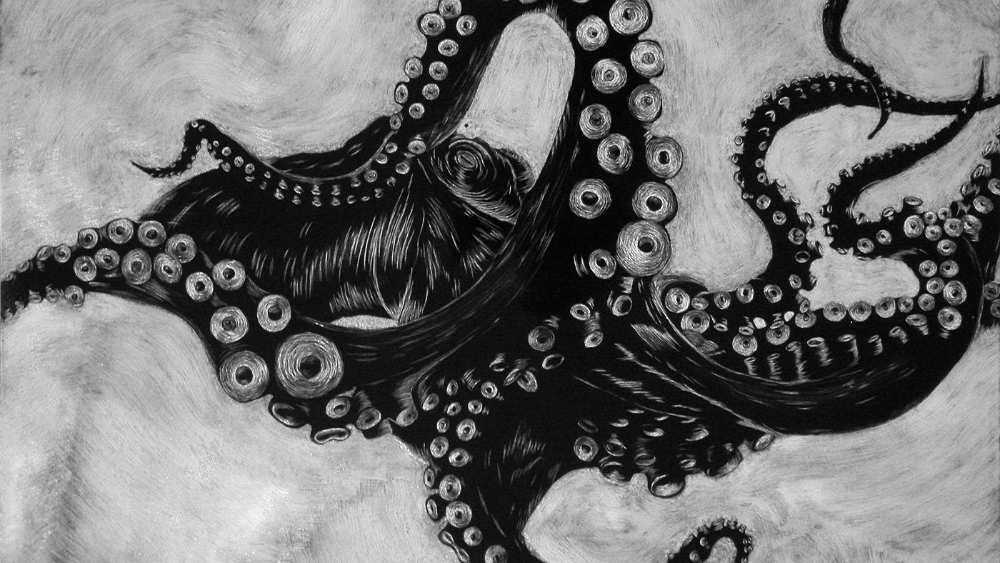 octopus scratchboard