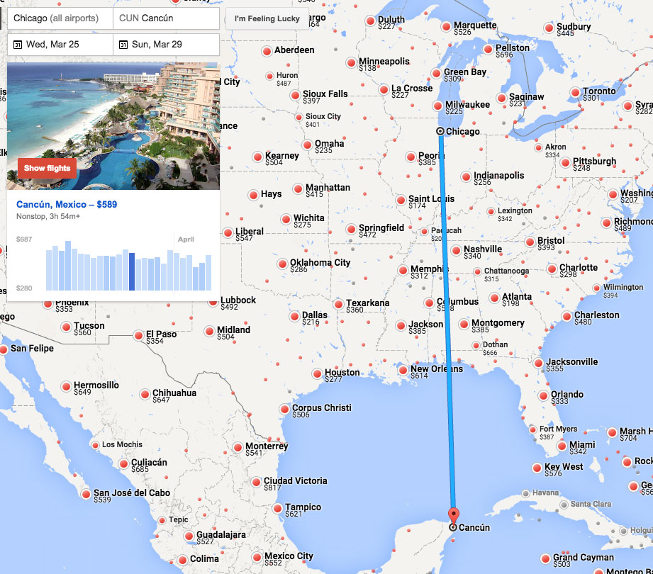 Google Flights map